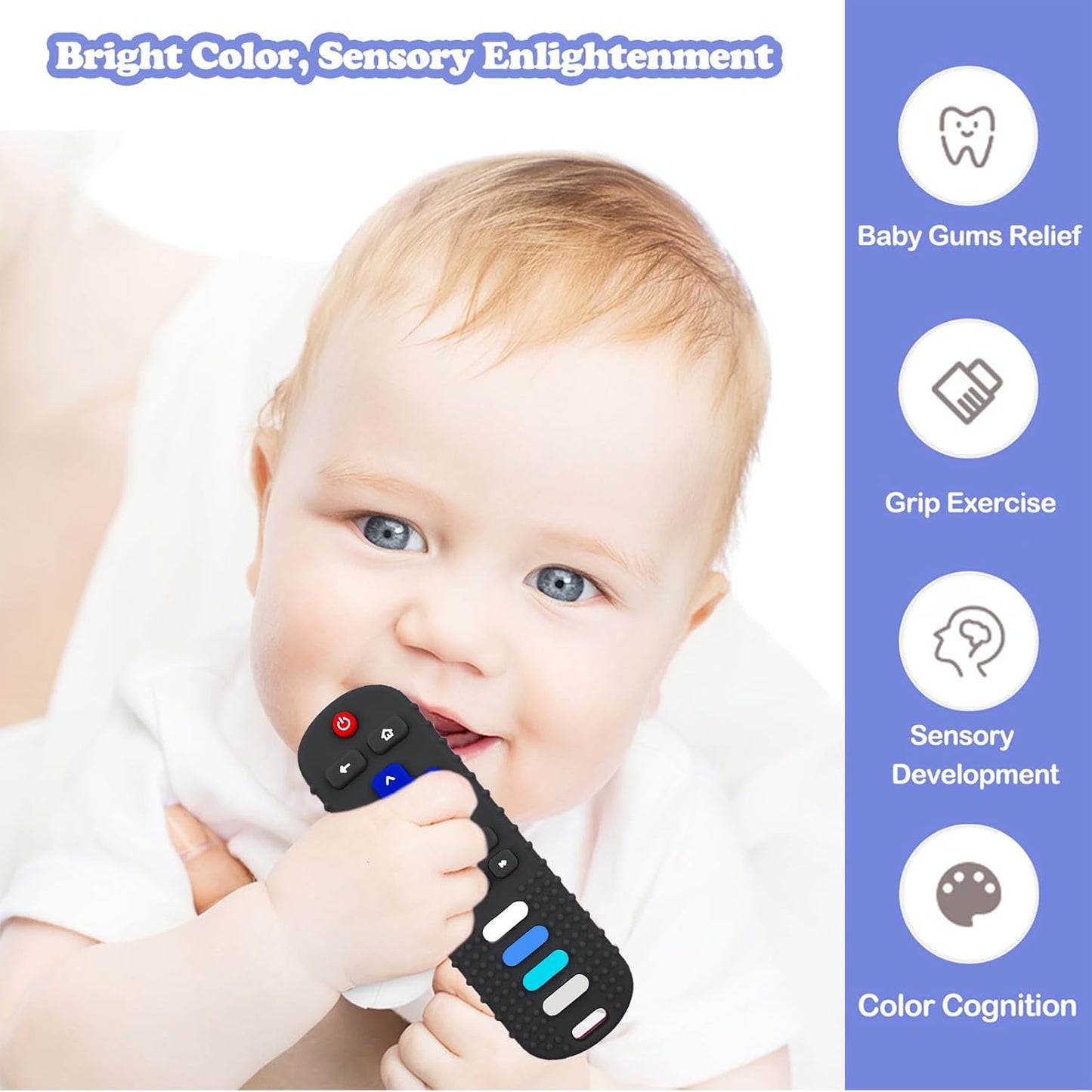 Baby Teething Toys, Food Grade Silicone Teethers for Babies 3-6 Month, 6-18 Months, TV Remote Control Shaped Teething Toy, Chew Toys for Boys and Girls Teether Toys, Freezer BPA Free