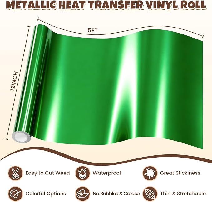 Green Metallic Heat Transfer Vinyl Roll