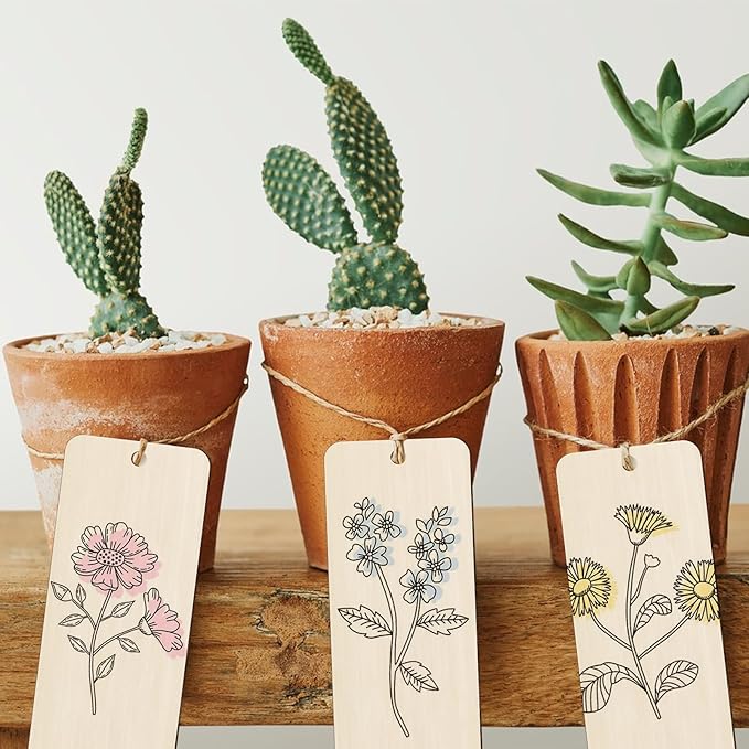120 PCS Wood Blank Bookmarks Set