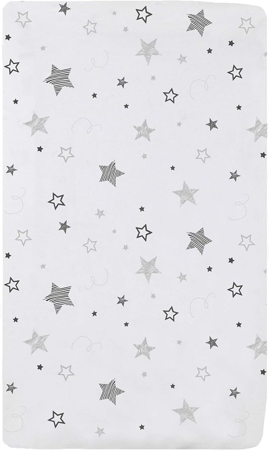 American Baby Company 100% Natural Cotton Fitted Cradle/Bassinet Sheet 36" x 18" - Soft, Breathable & Hypoallergenic Bed Sheet, Super Stars, Neutral for Boys & Girls