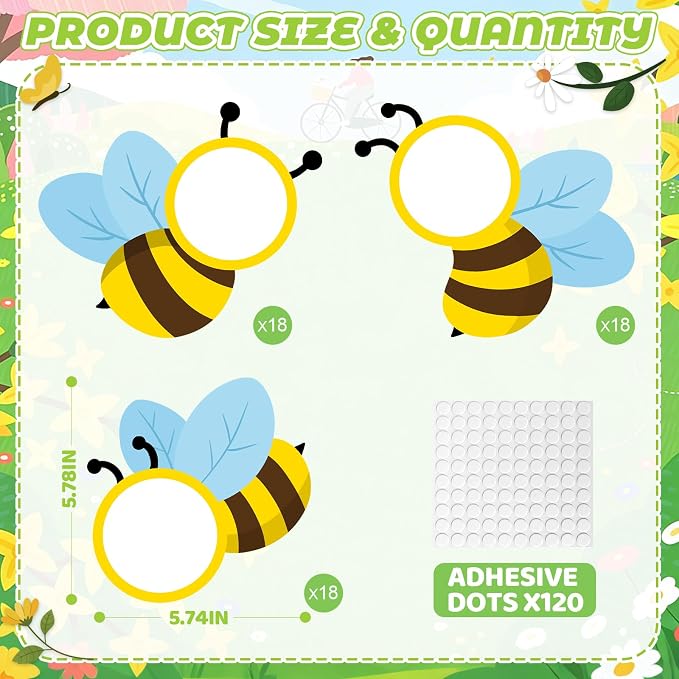 54Pcs Bee Cutouts for Bulletin Boards Decorations, DIY Bee Classroom Cut Outs