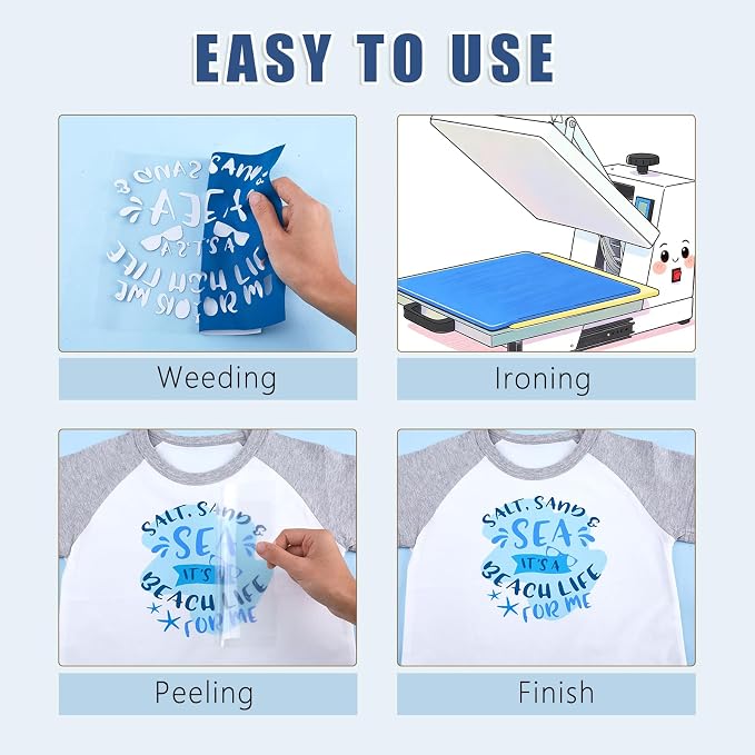Tintnut Blue Heat Transfer Vinyl, 18 Sheets 12"x10" Iron on Vinyl | Blue tone