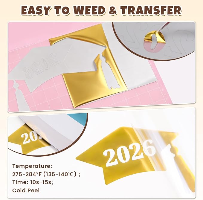 Metallic Heat Transfer Vinyl Roll 12" x 5ft Chrome Gold Iron on Vinly, Soft