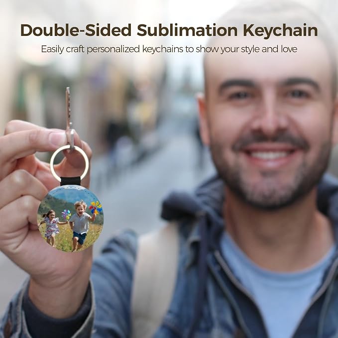 Homaisson Sublimation Keychain Blanks, Double-Sided PU Leather Keychains