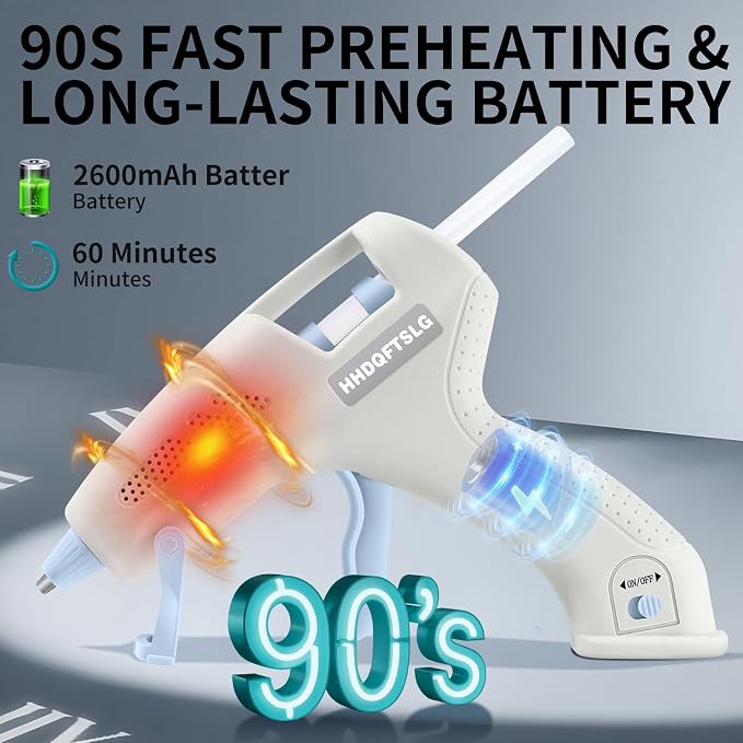 Cordless Hot Glue Gun, Fast Preheating