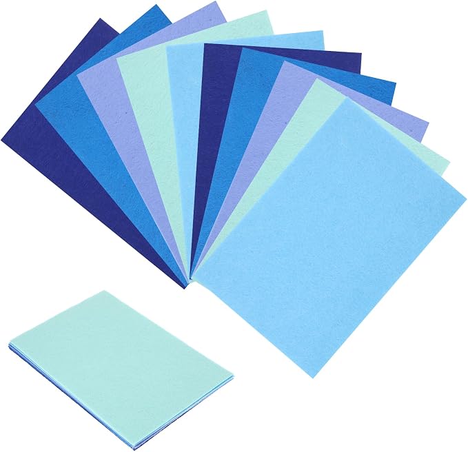 Ymapinc 10Pcs Blue Felt Fabric Sheets, 8x12 Inch | Soft Craft Material