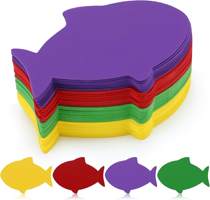Ireer 48 Pcs Large Foam Fish Cutouts 6 Inch Colorful Fish Shapes Classroom