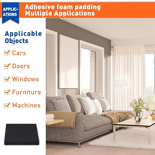 MAGZO 4Pcs Adhesive Foam Padding 1/2 in Thick X 12 in X 8 in | Closed Cell