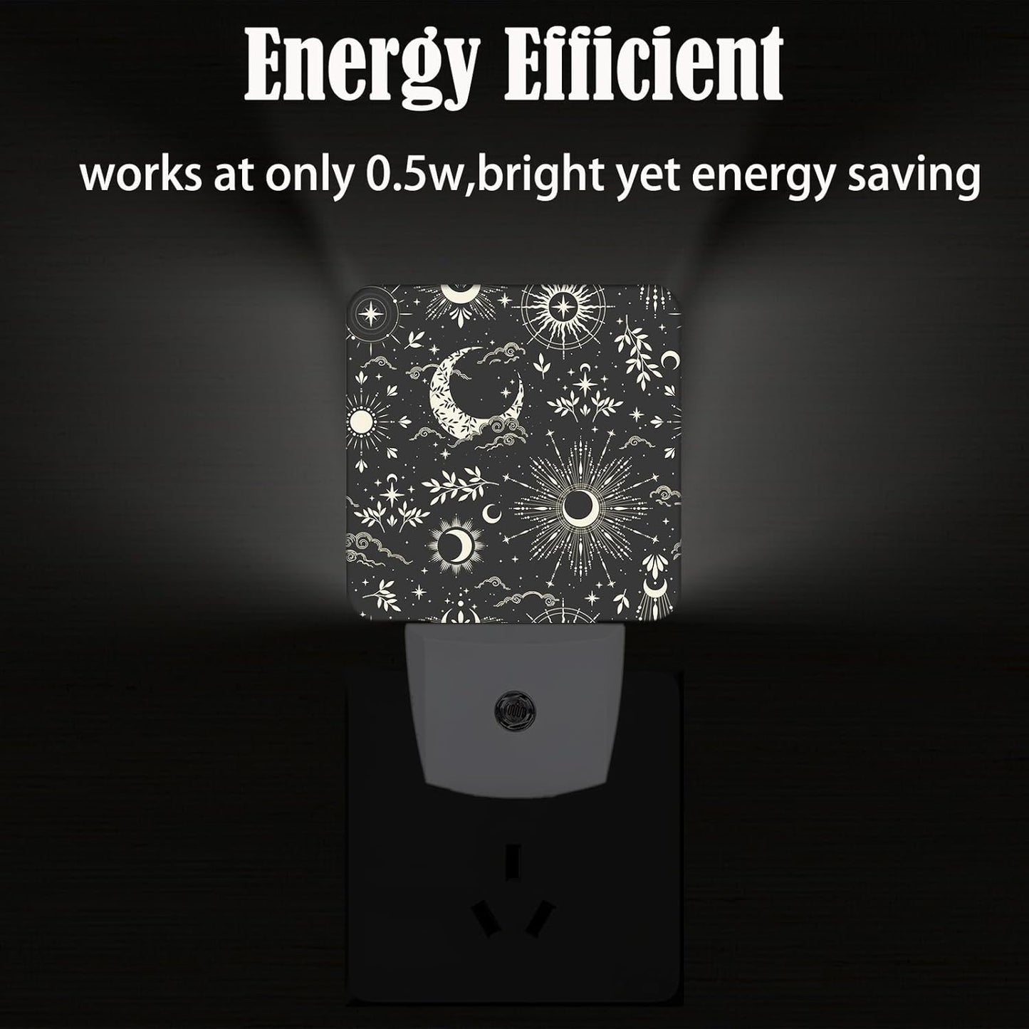 Moon and Sun Night Light,Plug-in Night Lights with Dusk-to-Dawn Sensor for Stairway,Hallway,Bedroom Sleep Friendly Ideal for Women/Girls/Boys Gift,0.5w