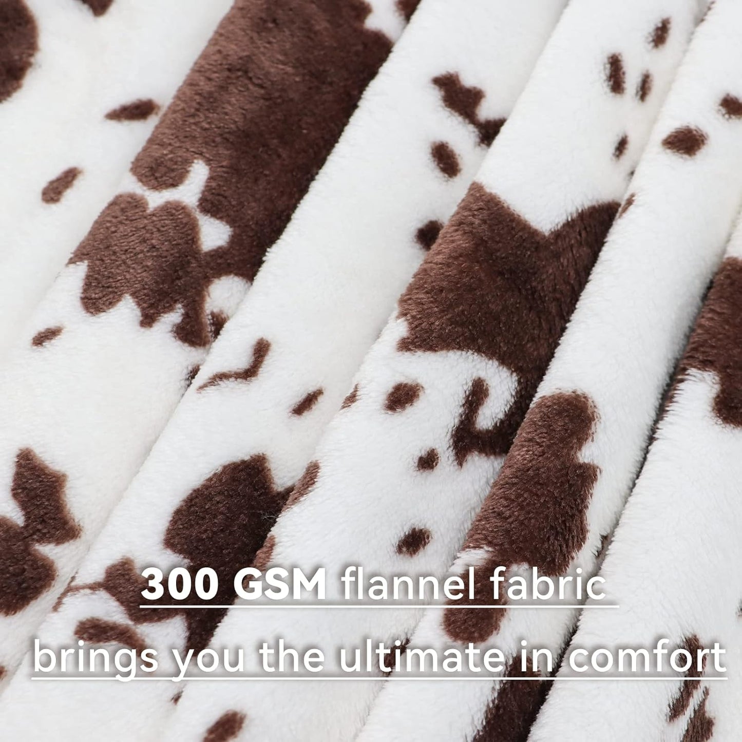 Cow Print Twin Blanket 60"x80" - Soft & Cozy Flannel Fuzzy Throw for Bed, Couch, Travel | Lightweight All-Season Bedding Decor (Black/White)