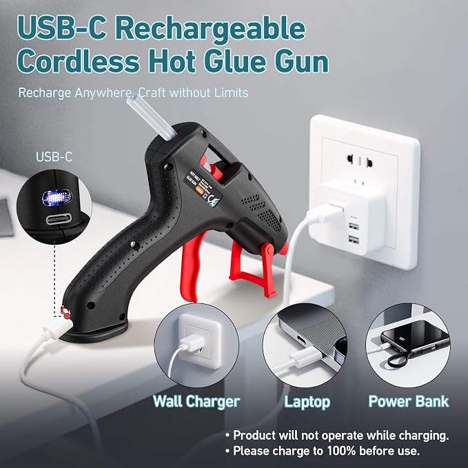 Cordless Hot Glue Gun, 20W Hot Glue Gun