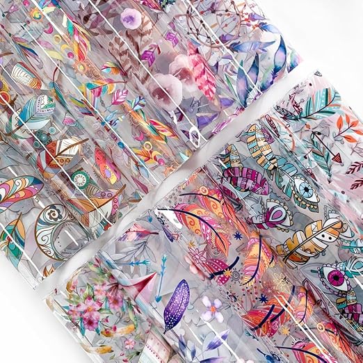 ONEART | 10 Pieces Bohemian Printed Clear PVC Vinyl Sheets, A4 Size See Through