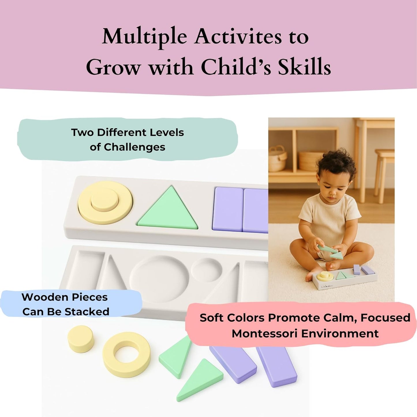 Wooden Shape Sorter for Toddlers | Montessori Toys for 1+ Year Old | Birthday Gifts for Learning Object Permanence and Color Sorting | Ages 1-3