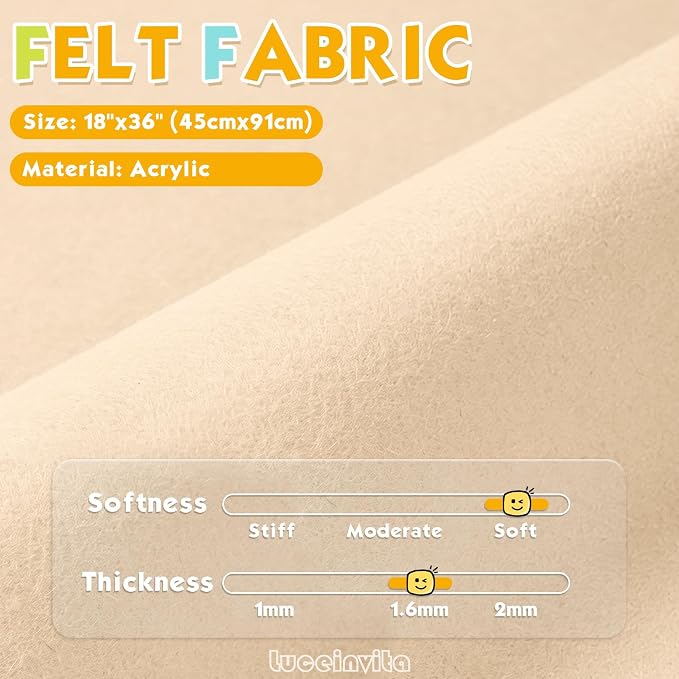 Light Apricot 18" X 36" Felt Fabric Sheet
