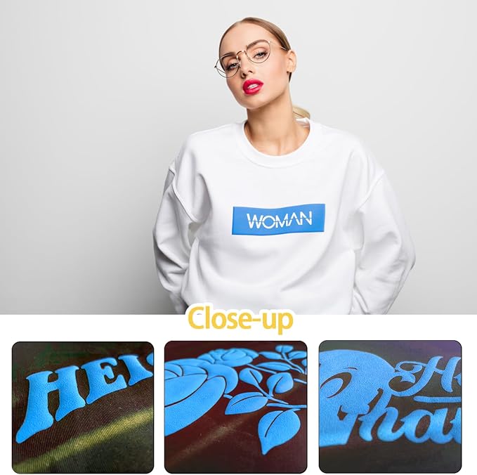 3D Puff Vinyl Heat Transfer 3 Sheets 12"x10"-Sky Blue | 3D Puff HTV 12"x10"