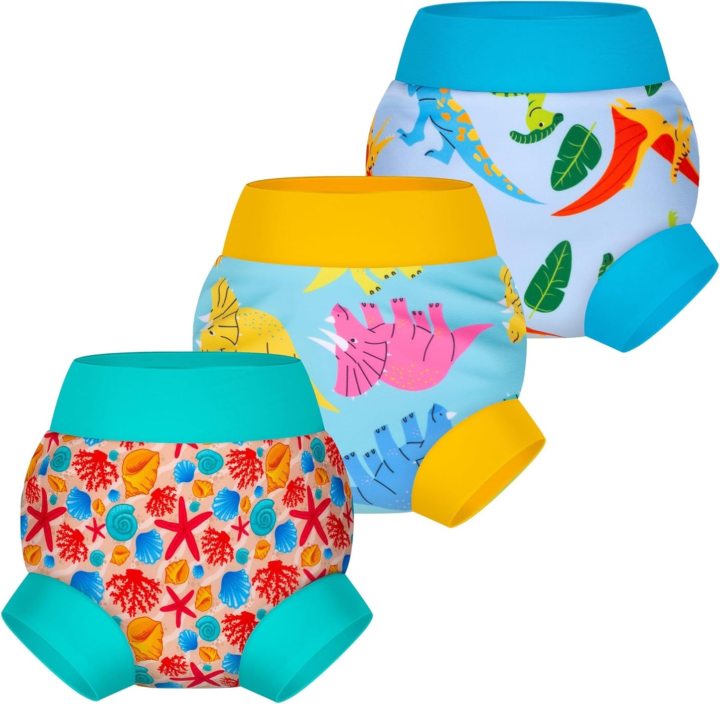 BIG ELEPHANT Baby Swim Diapers 3/6 Pack – Reusable Waterproof Diapers, Soft Breathable Swimwear for Boys and Girls