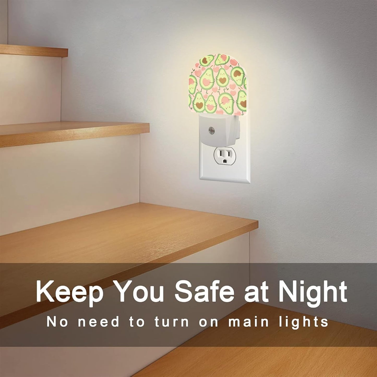 Cute Pink Avocado Night Light for Kids, Heart Shaped Avocado Night Light Plug in with Dusk to Dawn Sensor, 0.5w Energy Saving Sleep Friendly Nightlight for Hallway Stairway Kitchen Bedroom