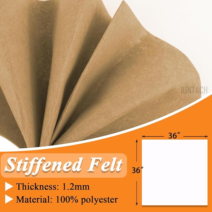 IONTACH 36" X 36" Tan Stiff Felt Fabric 1.2mm Thick | Felt Sheet