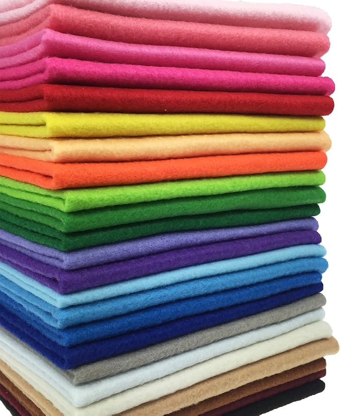 24pcs Thick 1.4mm Soft Felt Fabric Sheet Assorted Color Felt Pack DIY Craft