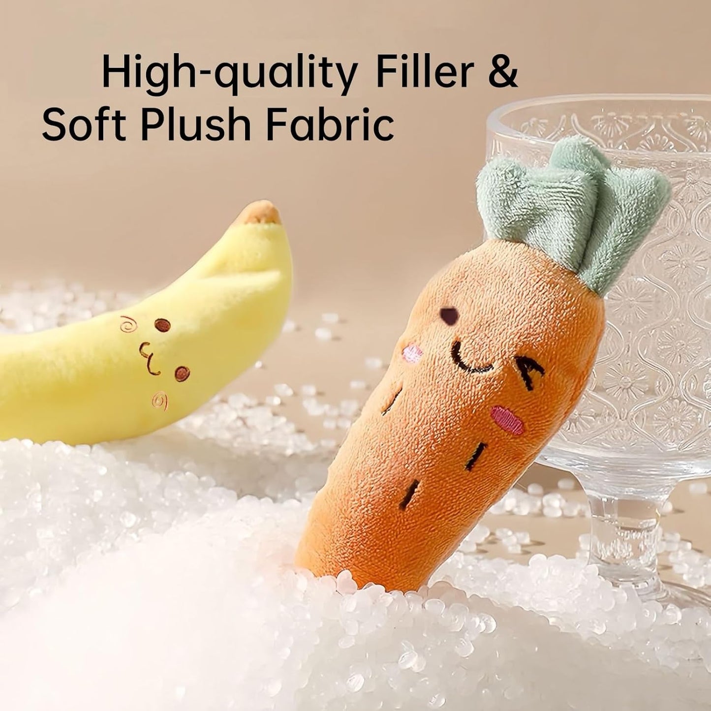 Reidio 2 Pairs Carrots & Bananas Plush Rings Developmental Hand Grip Baby Sleep Soother Baby Shower Gifts 4Pcs