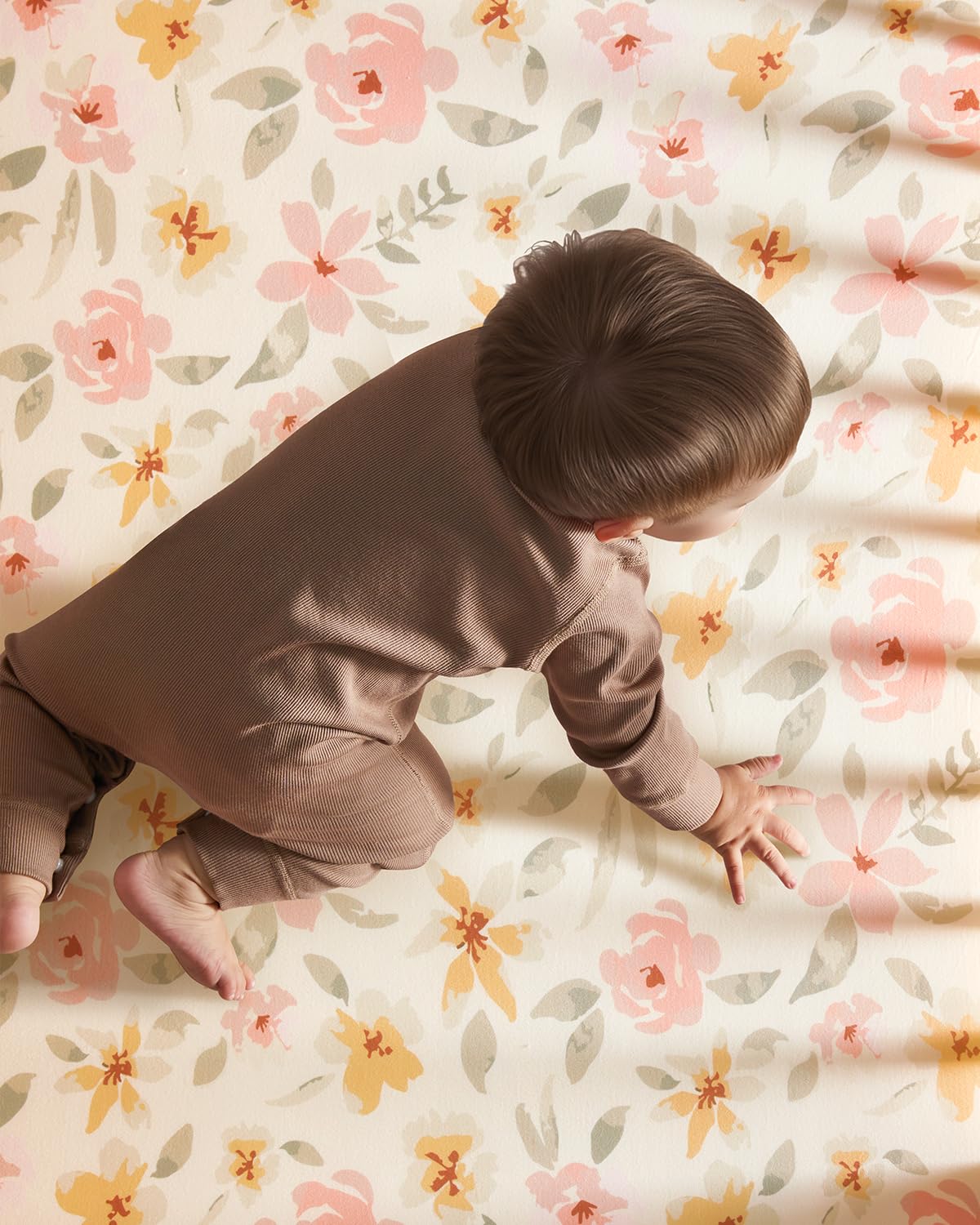 Baby Crib Sheets for Boys Girls, 28x52x8in Fitted Crib Sheet Neutral 3 Pack for Standard Crib and Toddler Mattress, Breathable Soft Microfiber Baby Sheet Pink Flowers & Leaf