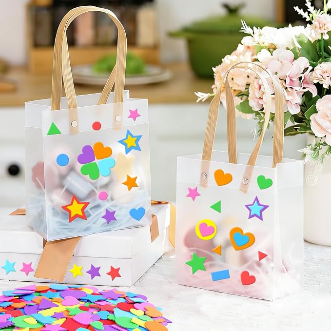 1700Pcs Foam Stickers Foam Shape Stickers Heart Star Square Geometric Sticker