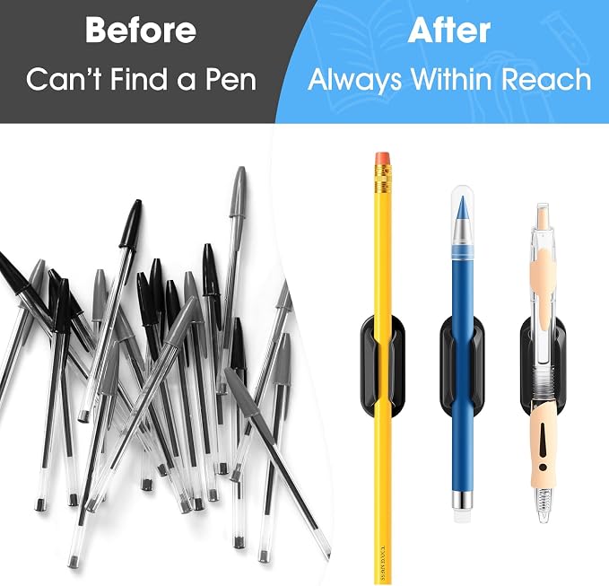 VZZNN 40 PCS Adhesive Pencil Holders, Silicone Marker Organizer