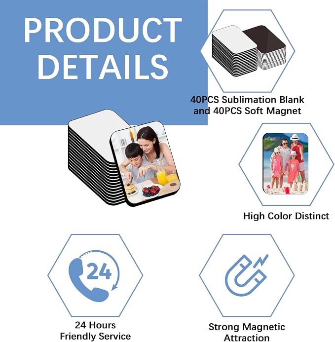 80PCS Sublimation Magnet Blanks Bulk 5.5x7.5 CM Rectangle