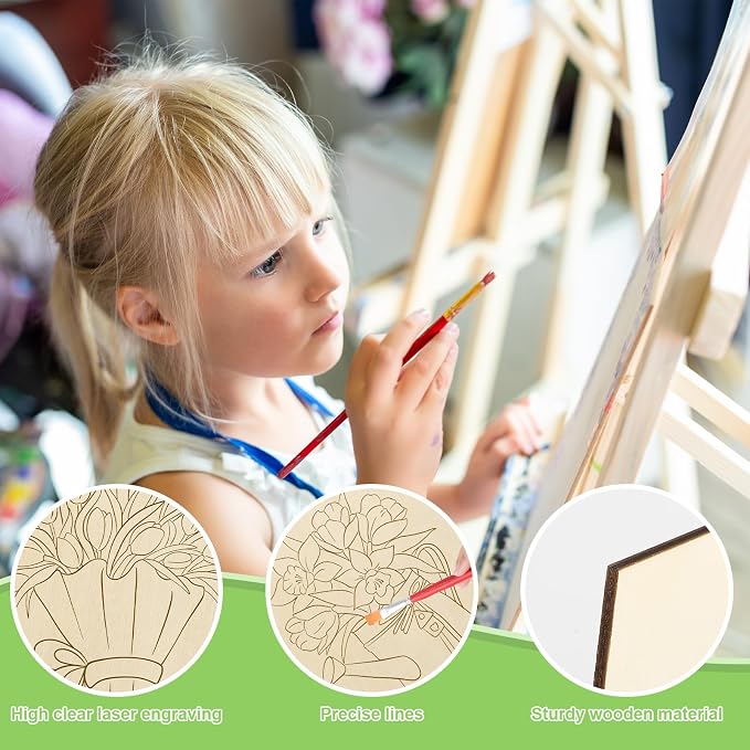 COCHIE 10 Pieces Large Spring Unfinished Wood Crafts to Paint