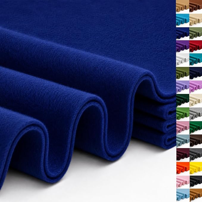 Royal Blue Large Felt Fabric 36" x 36", 1.4 mm Soft Felt Sheet, Nonwoven Fabric