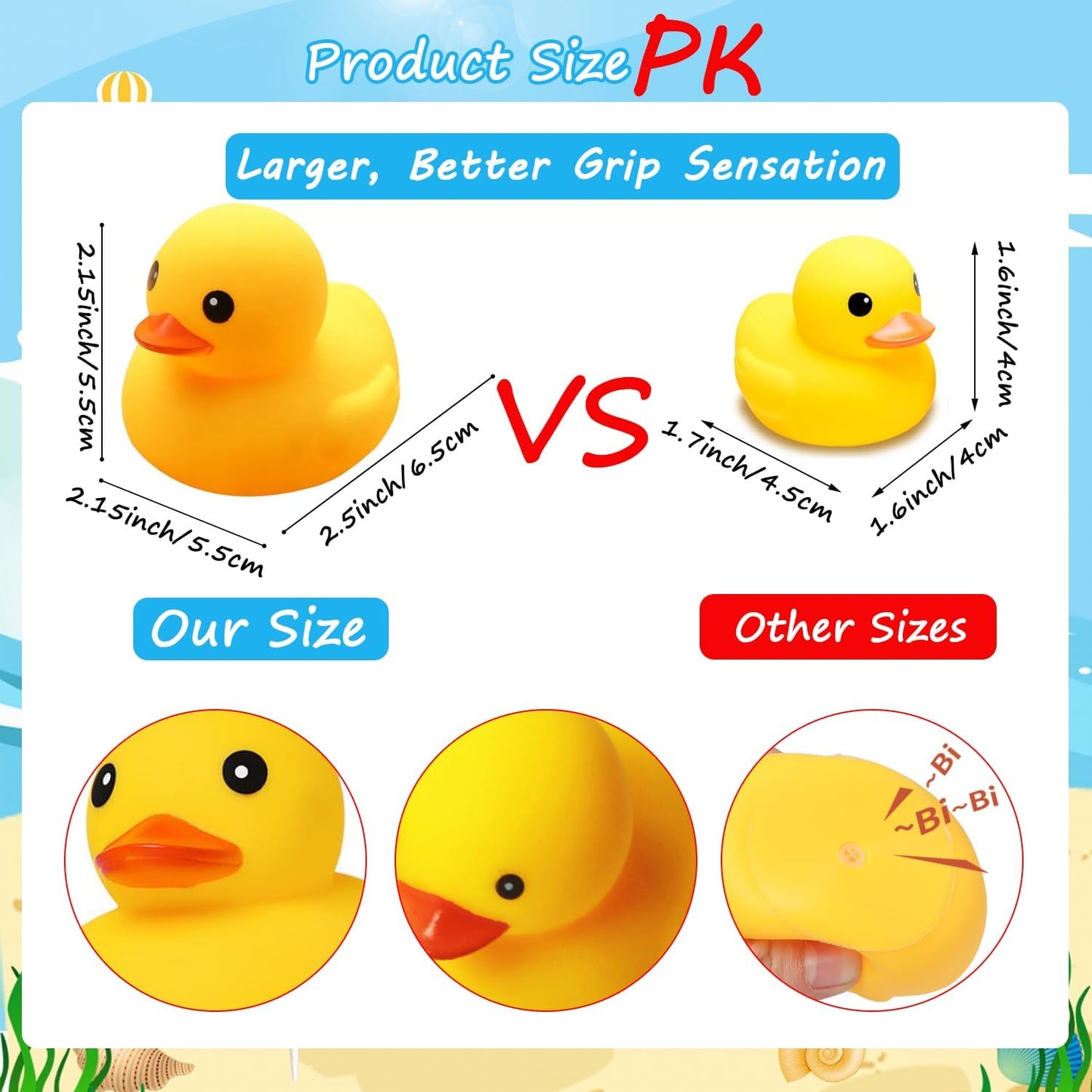 Yellow Rubber Ducks Bath Toys 20Pack, Bathtub Floating Squeaky Duck Bulk Baby Preschool Bath Toy for Baby Shower Infants Kids Toddler Birthday Party Decoration Gift (Large)