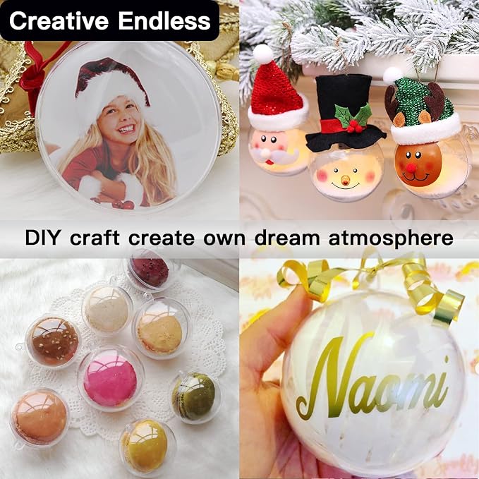 Jishi 10pk Clear Plastic Christmas Ornaments