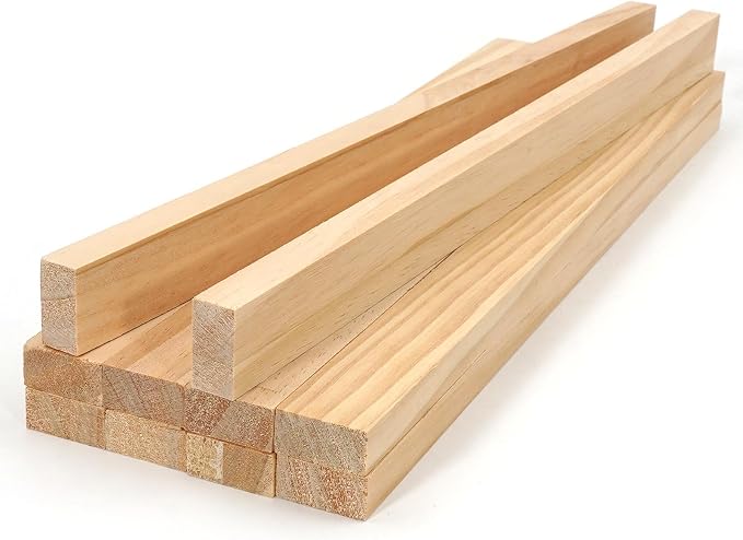 Wood Strips Slats for Wall, Square Wooden Dowels for Crafts 1/2"x 1" x 15"