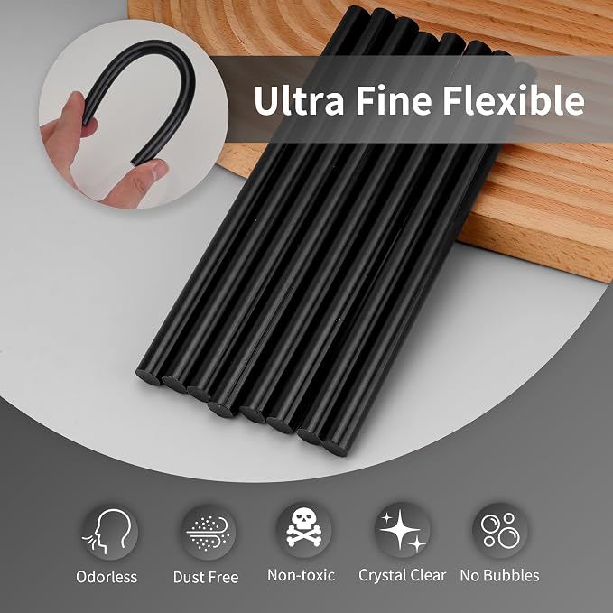 MATUFF Black Hot Glue Sticks Full Size 0.43” Dia x 8” Long, All-Purpose Glue