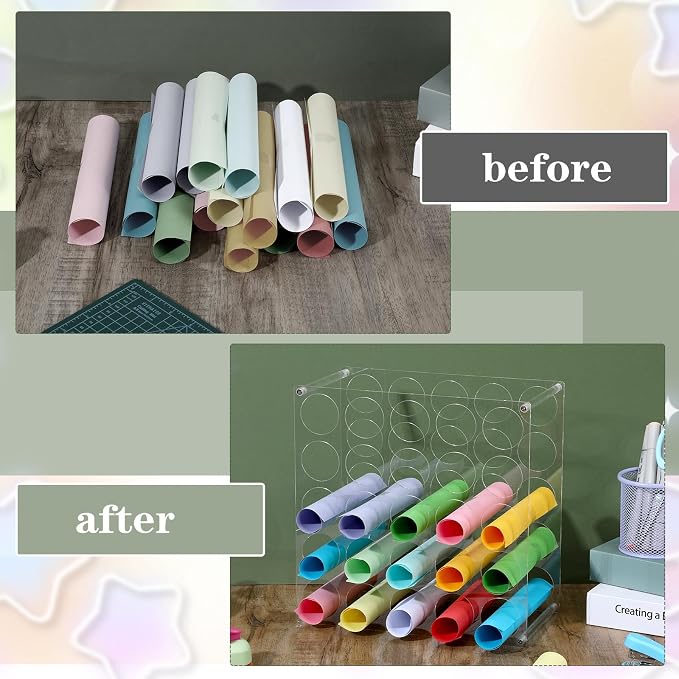 2-Pack 25 Holes Rack Vinyl Holder Acrylic Vinyl Roll Storage