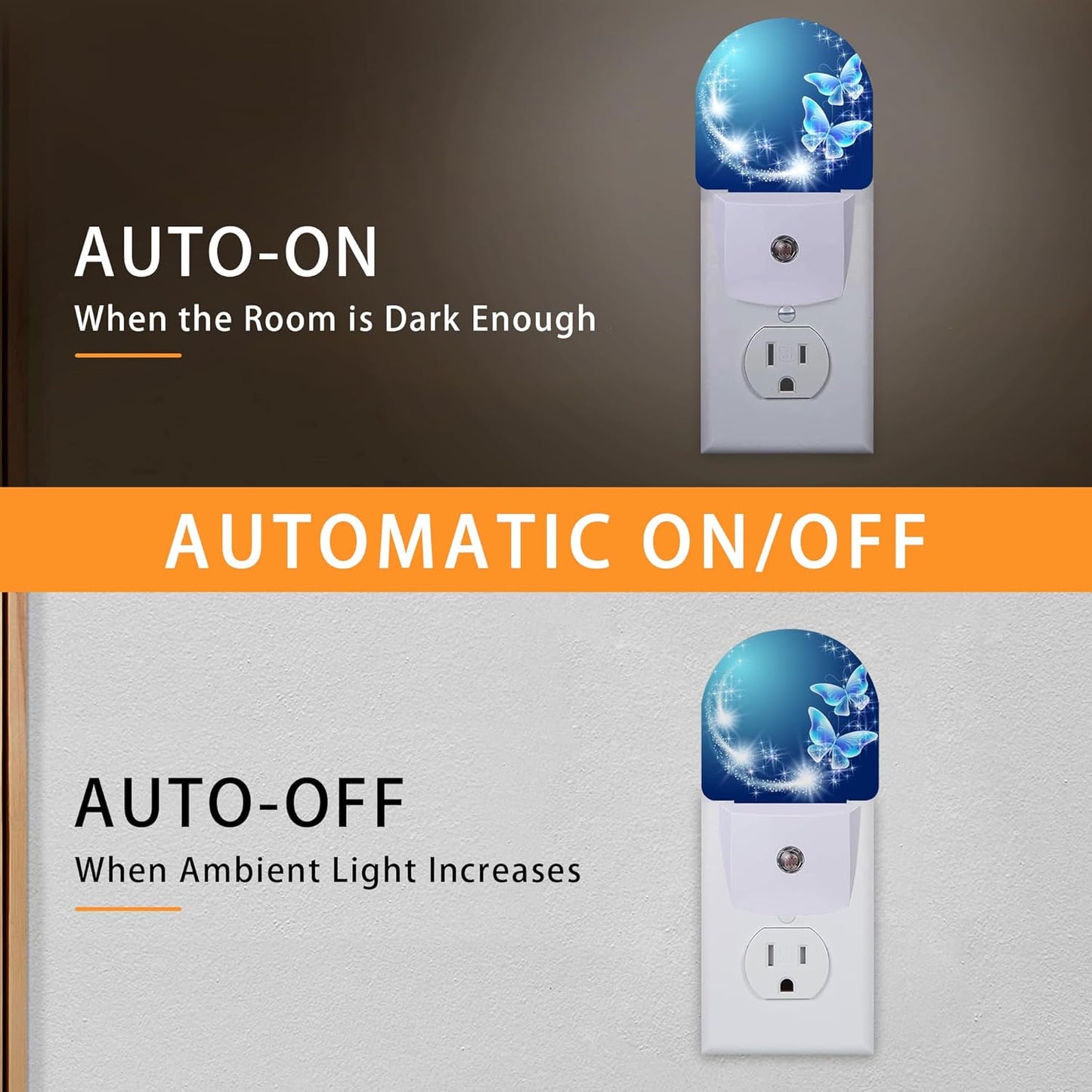 Butterfly Night Light,Night Lights Plug into Wall with Dusk to Dawn Sensor,Lamp for Bedroom Bathroom Hallway Nightlight for Women Girls