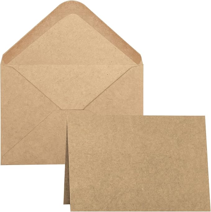 50 Pack Blank Cards and Envelopes 4.2 x 6.0 inches, Folded Cardstock