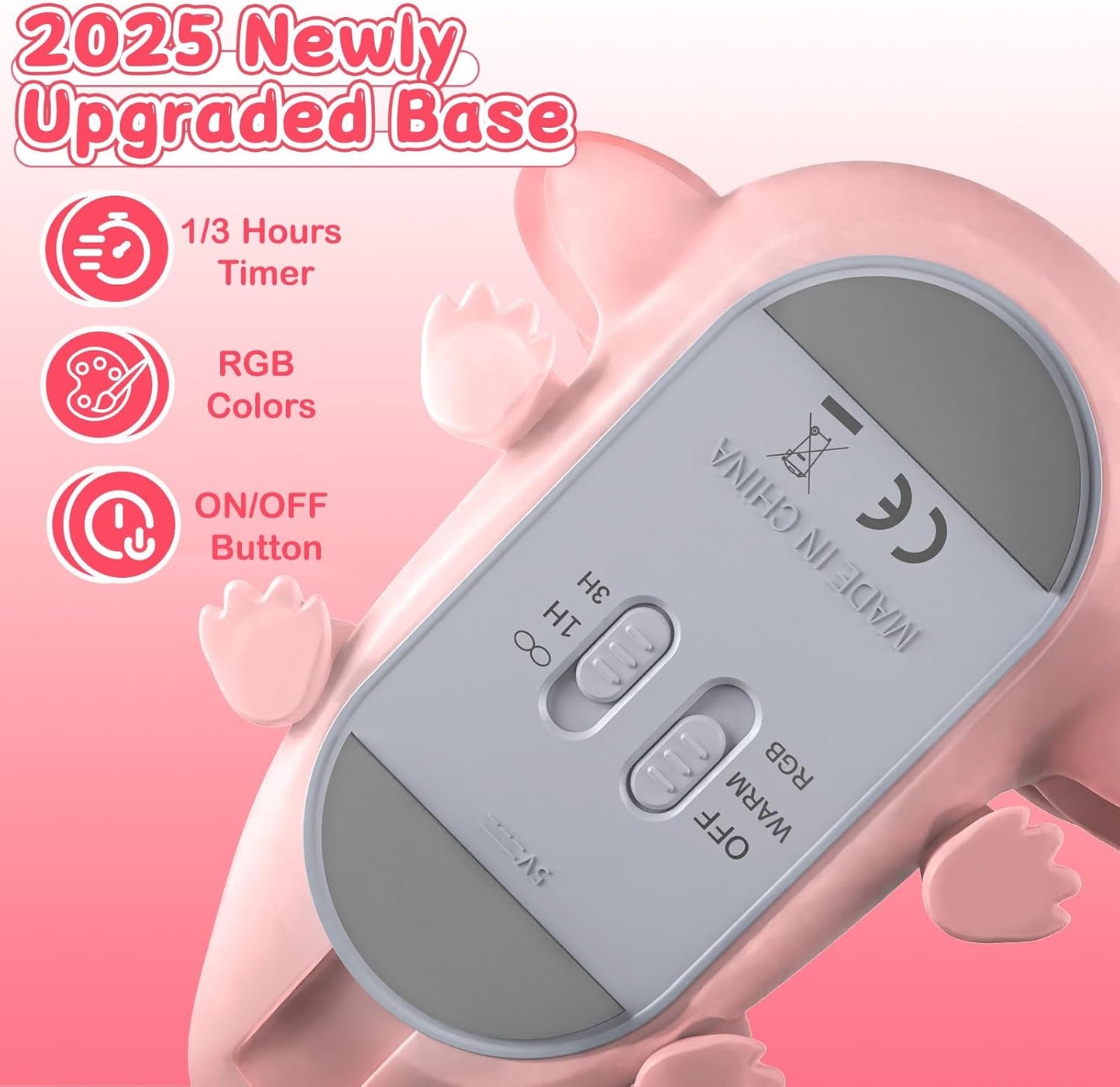 LOVERUIS Axolotl Gifts Baby Girl Colorful Squishy Night Light for Kids with Timer Cute Decorations for Bedroom Lamp Night Lights