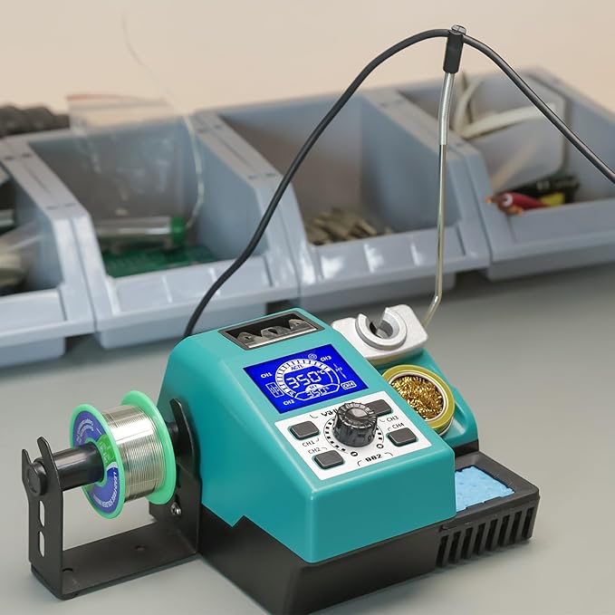 YIHUA 982 Precision Soldering Iron Station Kit with Digital LCD Display, 210 Soldering Tip Cartridge Compatible, Solder Wire Dispenser and, 4 Memory Channels, Auto Shutdown, Rapid Heating
