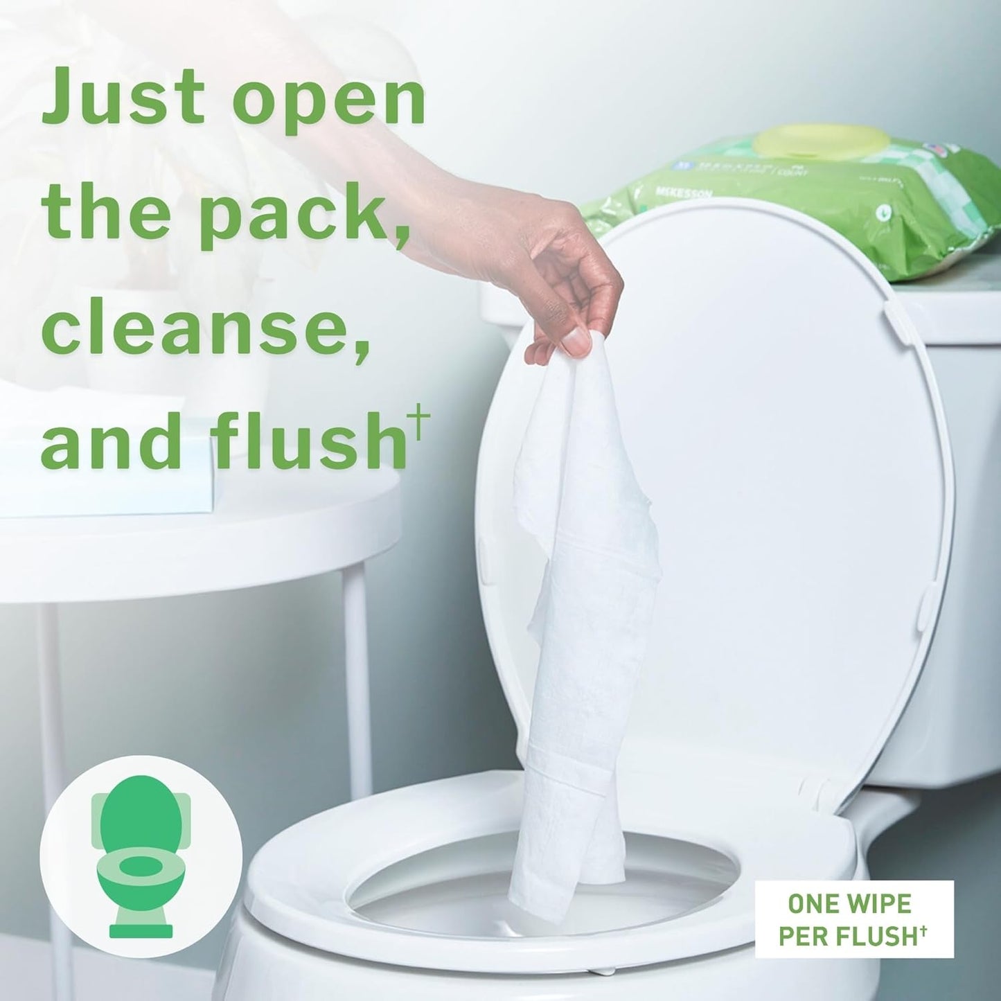 McKesson Flushable* Adult Wet Wipes XL – 288 Wipes (3 Pack of 96) – Aloe & Vitamin E, Plant-Based Cleansing Wipes, Unscented, Extra Large