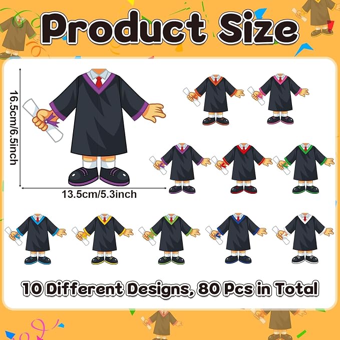 gisgfim 80Pcs Graduation Gown Cutouts Graduation Bulletin Board Decorations