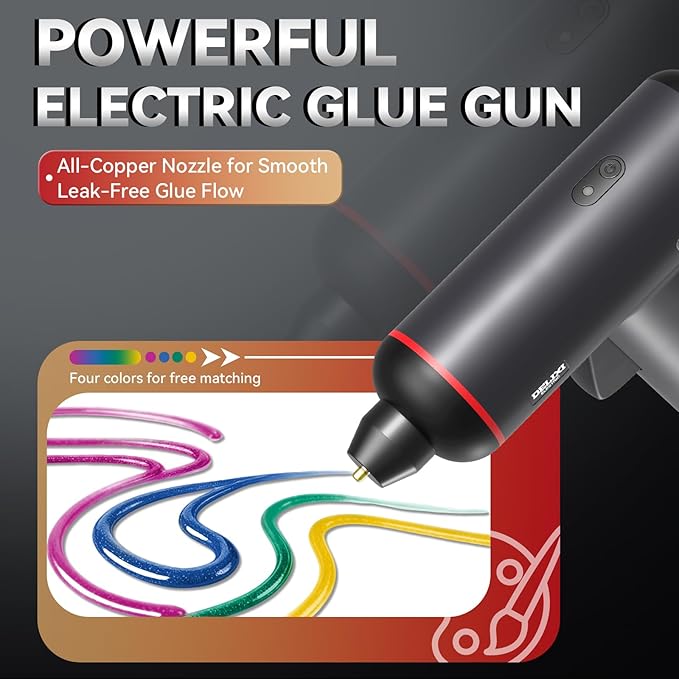 DELIXI Hot Glue Gun and Sticks Set, Cordless Glue Gun