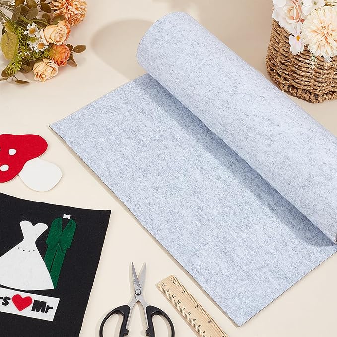 BENECREAT 118x15.75 Inch Light Grey Felt Roll, 2mm Thick Craft Felt Fabric Soft