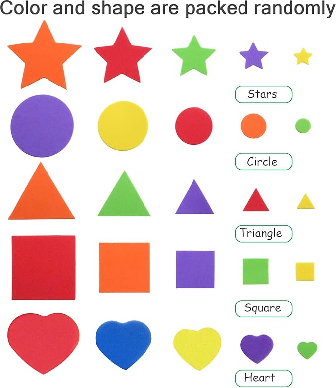 1500 Pieces Self Adhesive Foam Stickers Mini Geometry Shapes EVA Foam Stickers