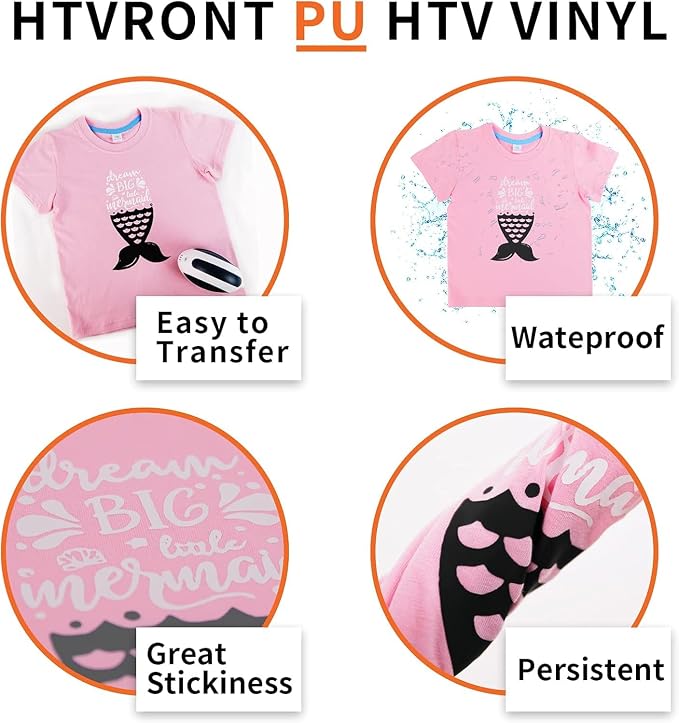 HTV Heat Transfer Vinyl: 12 White HTV Vinyl & 11 Black Heat Transfer Vinyl | 12