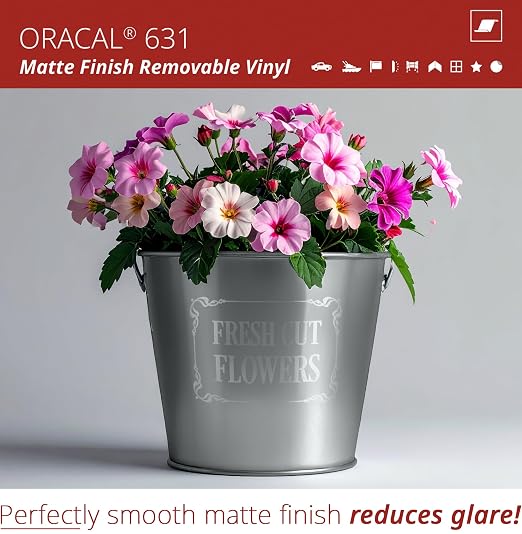 ORACAL 631 Matte Silver Grey Metallic Vinyl Durable Roll Easy to Weed Permanent
