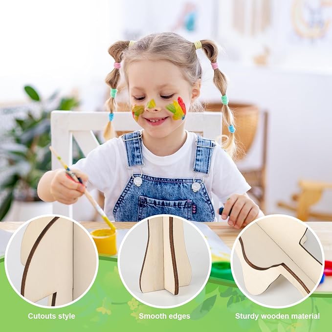 COCHIE DIY 3D Wood Crafts to Paint, Paintable Unfinished Wooden Slices