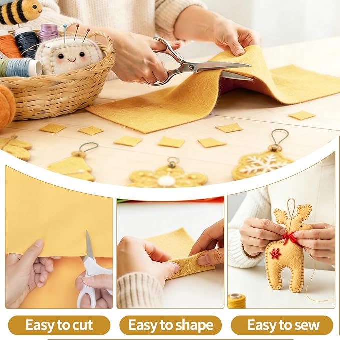 Butter Yellow Felt Fabric Sheet 36" X 36", 1.4mm Thick Large Soft Durable