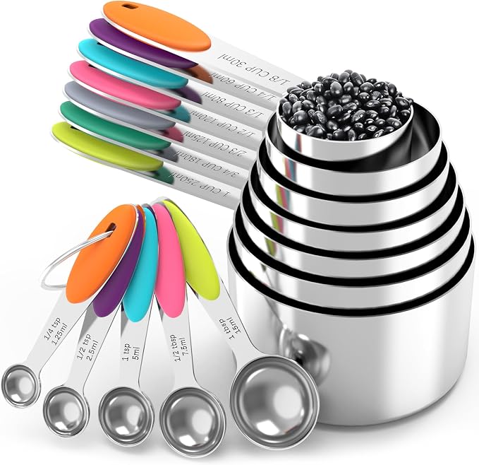 TILUCK Nesting Measuring Cups and Spoons Set, Stainless Steel