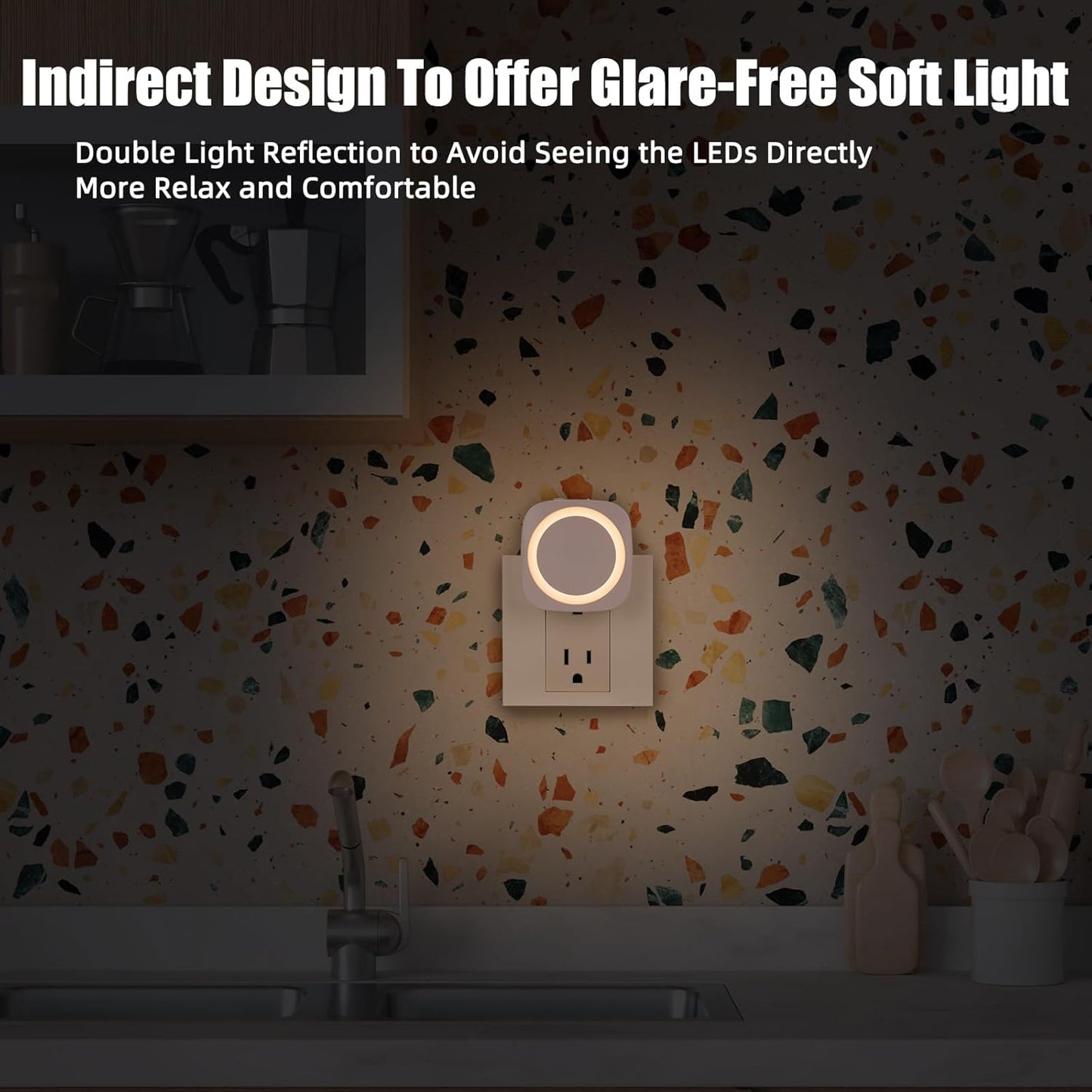 Warm Night Lights Plug into Wall, 4 Packs Dimmable Night Light with Dust to Dawn Sensor, Automatically Turn on and Off, Gentle Glow Nightlight for Bathroom,Bedroom,Stairs,Kitchen,Hallway,Warm White